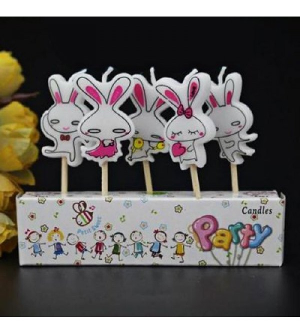 5Pcs Rabbit Cartoon Birthday Candle