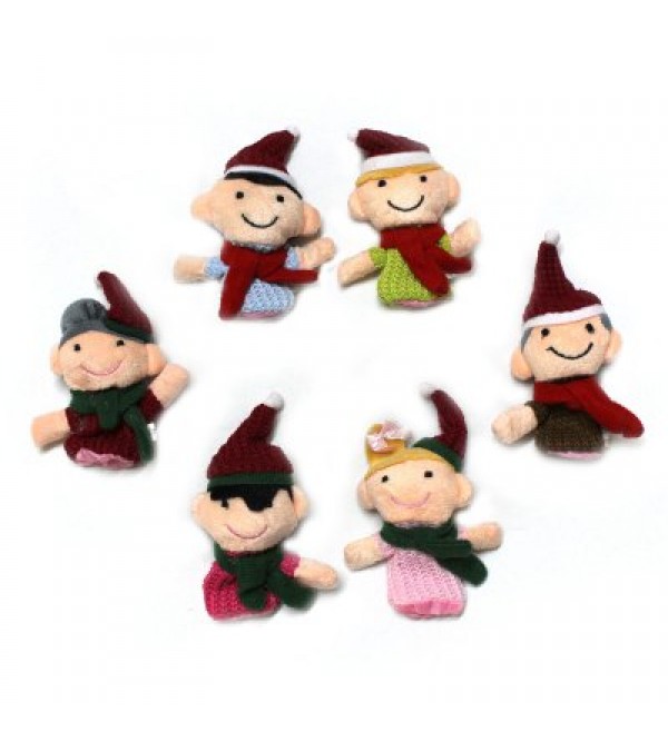 Christmas Family Knitted Finger Doll Interactive Game Props for Intellectual Development - 6Pcs