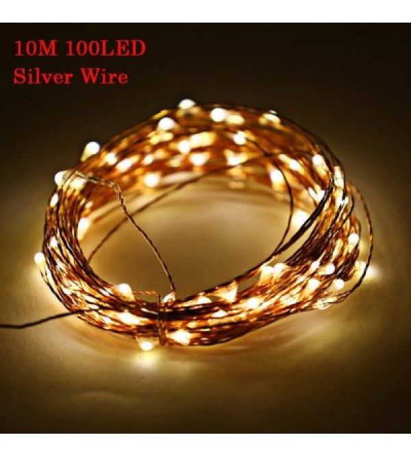 100 LED String Light Silver Wire