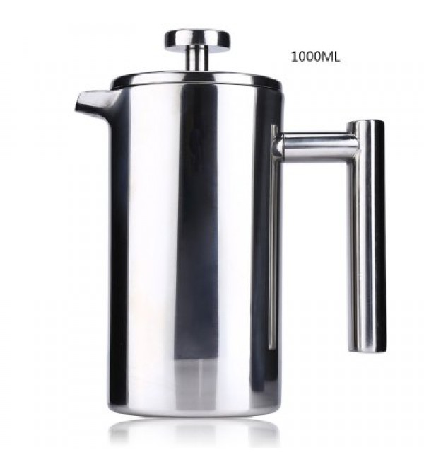 1000ML Stainless Steel Insulated Coffee Tea Maker with Filter Double Wall