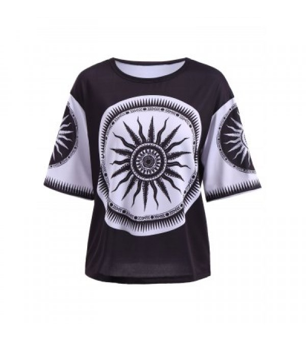 Casual Round Neck Short Sleeve Printed T-Shirt For Women