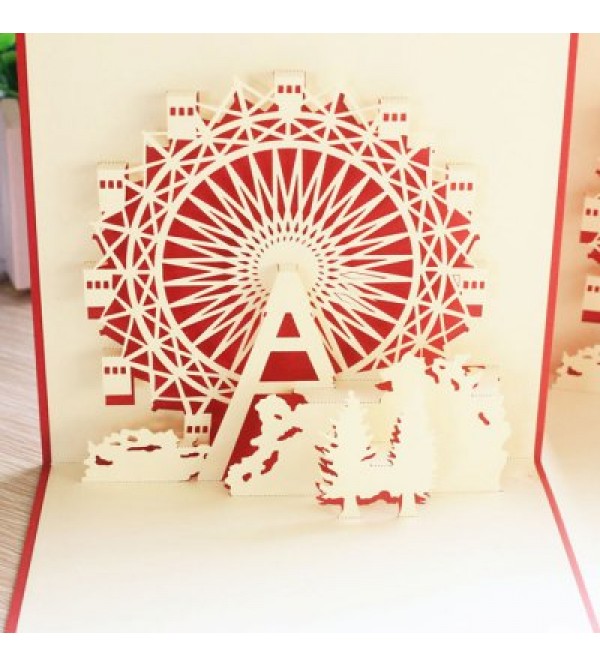 Cute 3D Paper Hollow Out Christmas Postcards
