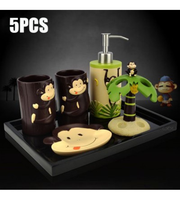 5PCS Cartoon Monkey Shaped Bathroom Set
