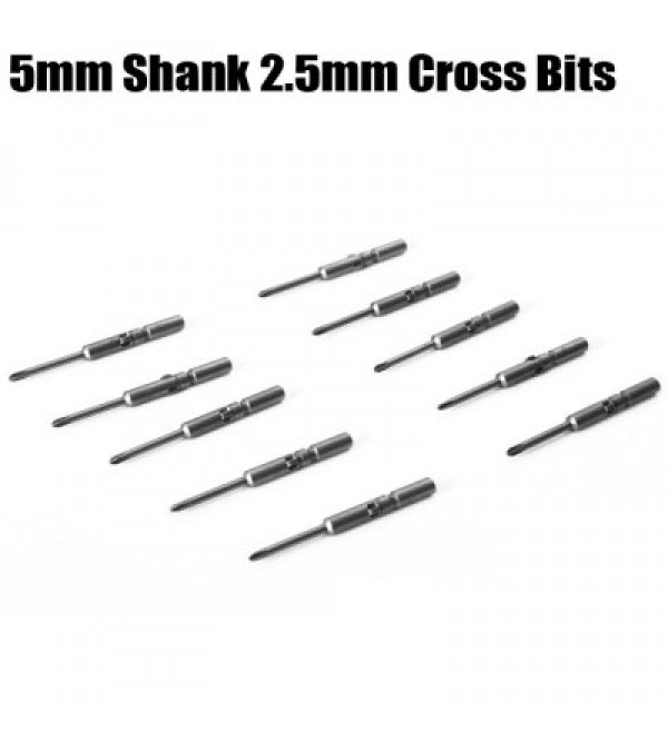 10PCS ABC 5mm Shank 2.5mm Cross Electric Screwdriver Bits Kit