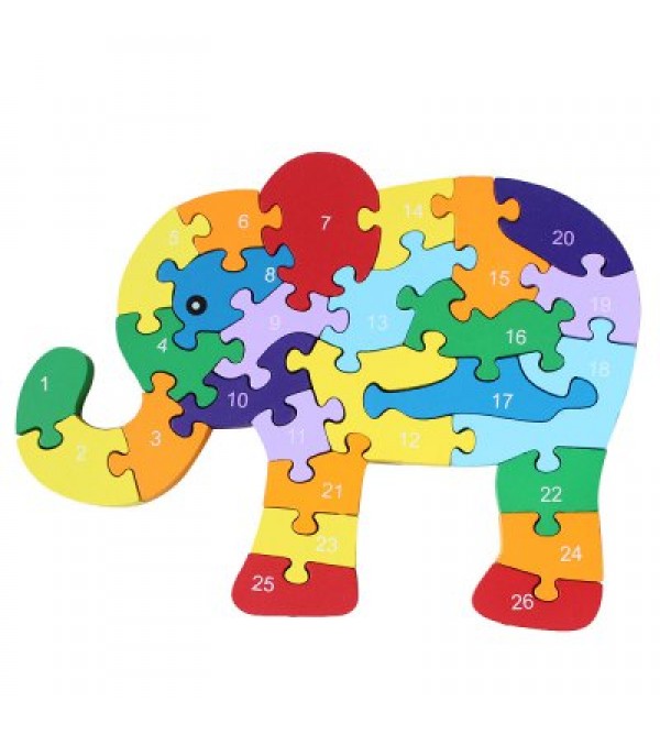 26pcs Colorful Wooden Elephant Puzzle Toy