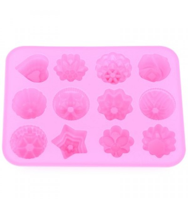 12 Flowers Silicone Rubber Baking Mold
