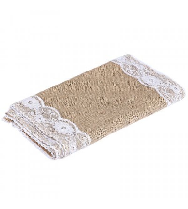 12 x 108 Inches Burlap Lace Hessian Table Runner