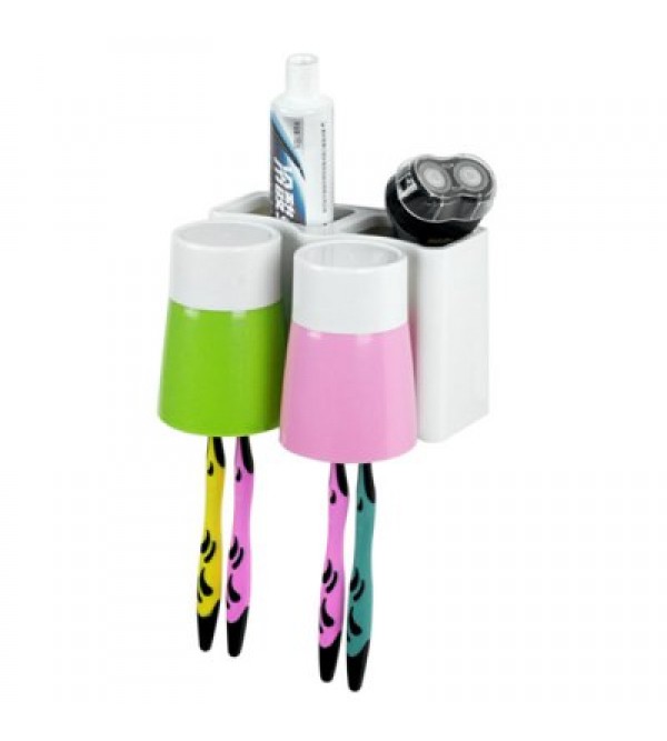 Plastic Toothbrush Holder with 2PCS Gargle Mug