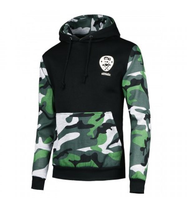 Vogue Hooded Camo Spliced Front Pocket Long Sleeves Hoodie For Men