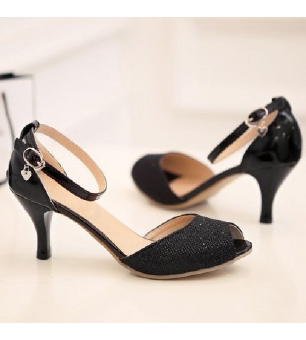 Elegant Kitten Heel and Ankle Strap Design Sandals For Women