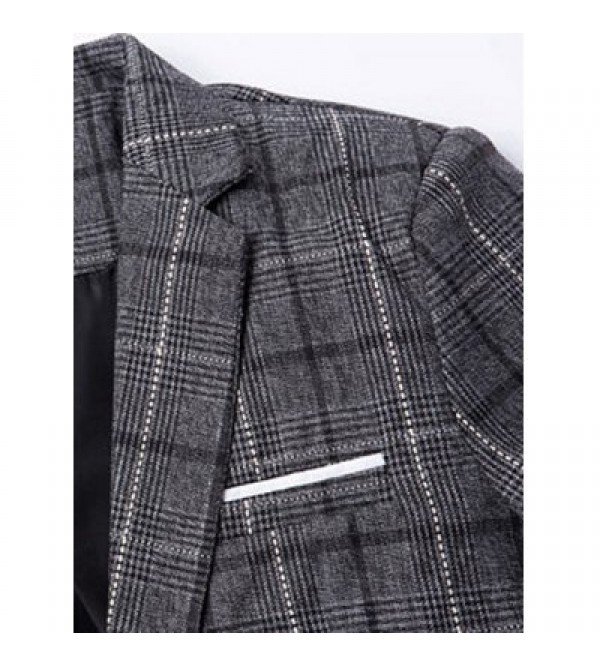 Vintage Notched Lapel Collar Single Button Slim Fit Striped Blazer For Men