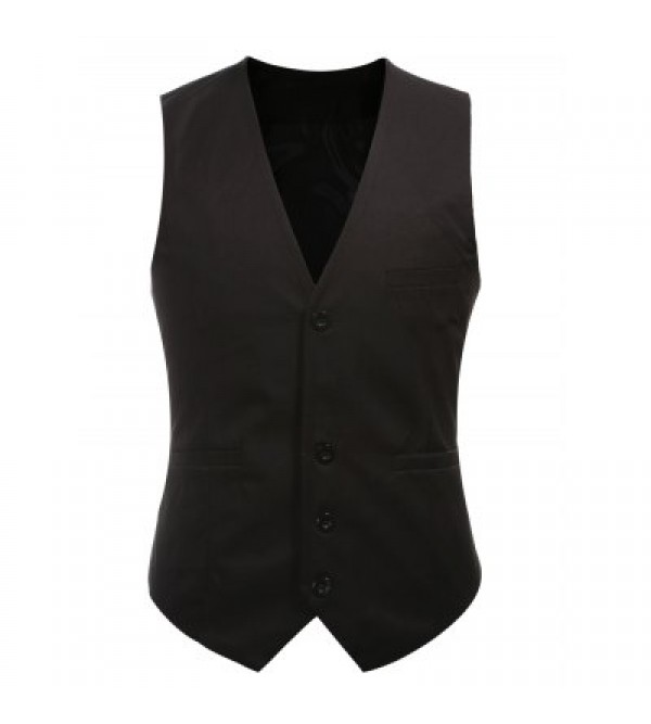 Buckle Back Solid Color Single Breasted Vest For Men