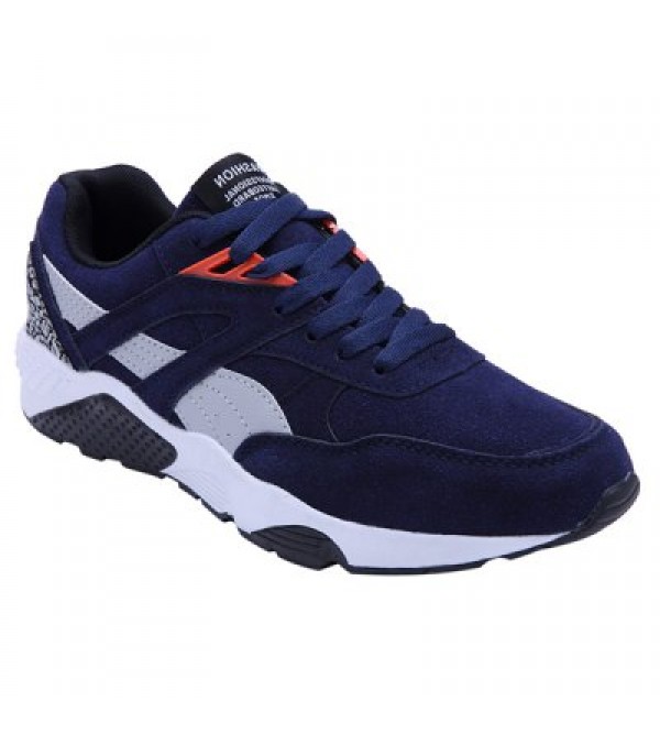 Fashionable Color Splicing and Suede Design Athletic Shoes For Men