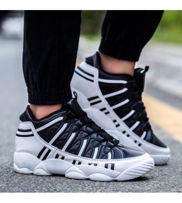 Fashionable Stripes and Lace-Up Design Athletic Shoes For Men