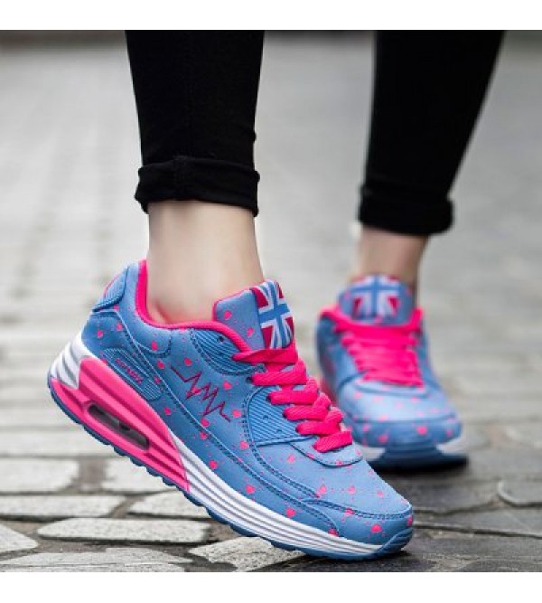 Stylish Tie Up and Heart Print  Design Athletic Shoes For Women