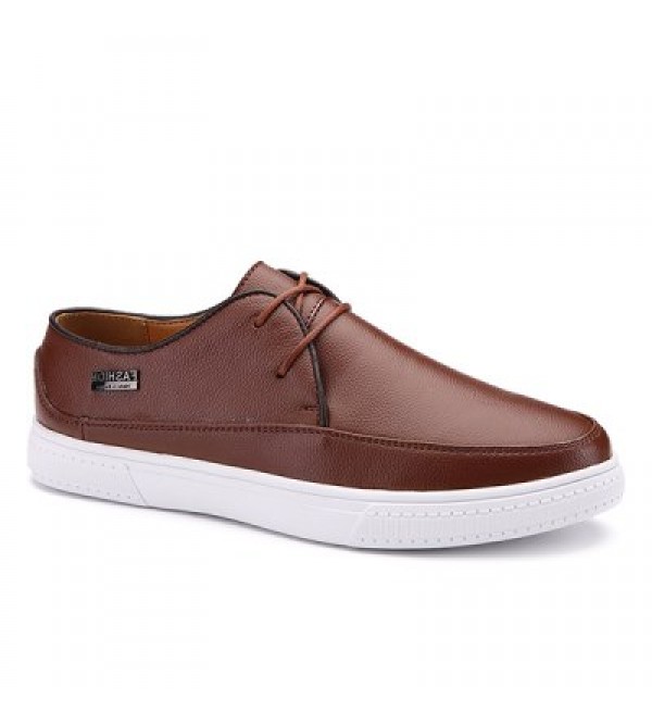 Letter Textured Leather Casual Shoes