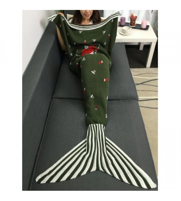 Comfortable Christmas Style Knitting Mermaid Tail Blanket