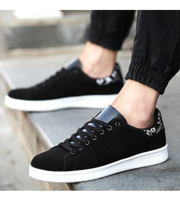 Suede Splicing Lace Up Casual Shoes