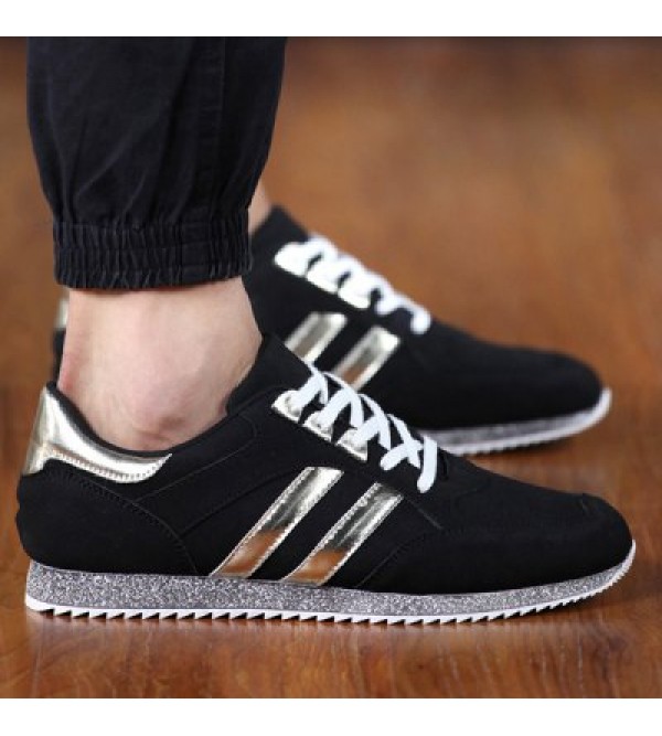 Sequined Lace Up Suede Casual Shoes