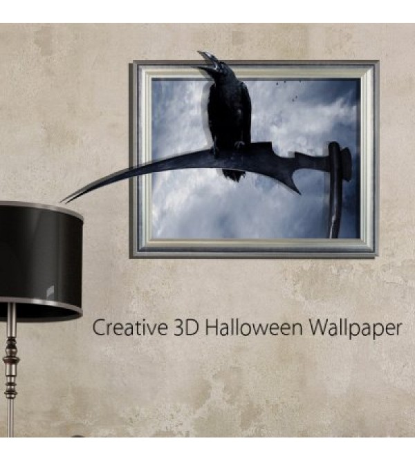3D Crow Decal Decor Removable Wall Art
