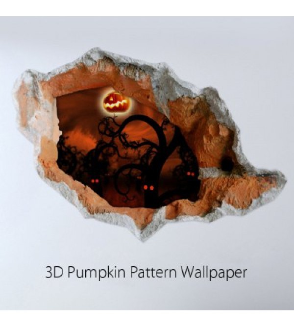 3D Pumpkin Pattern Crack Wall Sticker Wallpaper