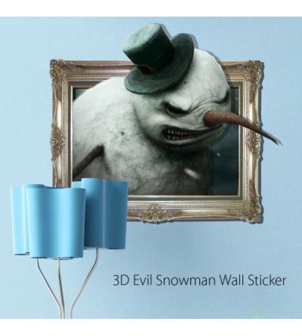 3D Evil Snowman Wall Sticker Wallpaper