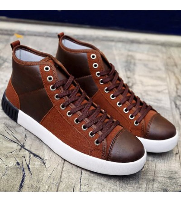 Lace-Up Splicing Suede Casual Shoes