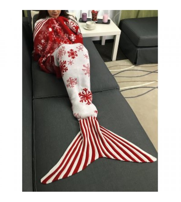 Snowflakes and Santa Claus Pattern Knitting Christmas Mermaid Blanket