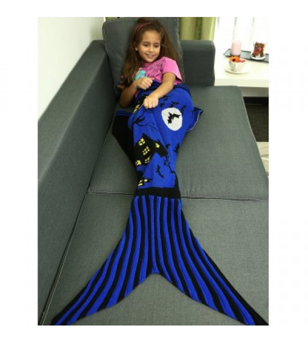 Super Soft Acrylic Knitted Halloween Mermaid Tail Blanket