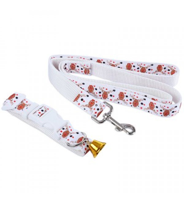 2pcs Christmas Pattern Pet Leading Leash Dog Collar