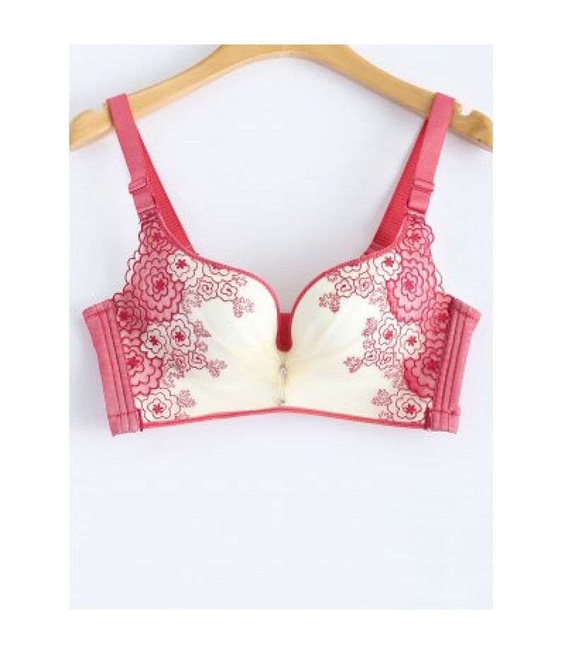 Wire Free Push Up Floral Printed Gathering Bra
