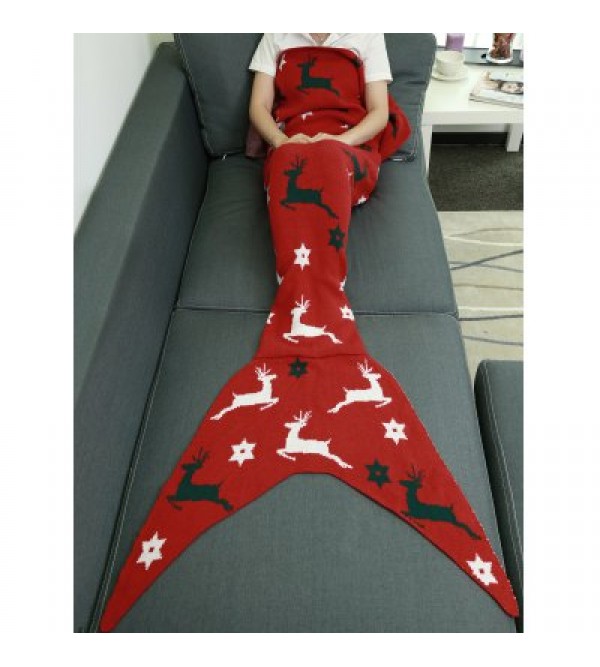 Comfortable Christmas Deer Wrap Mermaid Knitted Blankets and Throws