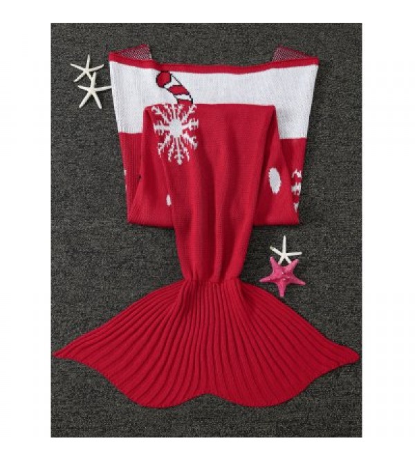 Warmth Christmas Elk Pattern Knitted Mermaid Tail Blanket