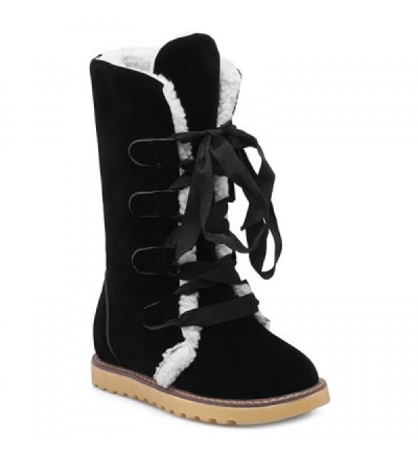 Winter Warm Suede Tie Up Snow Boots