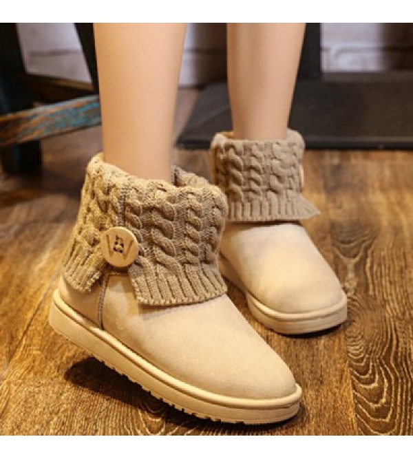 Cable Knitted Flock Snow Boots