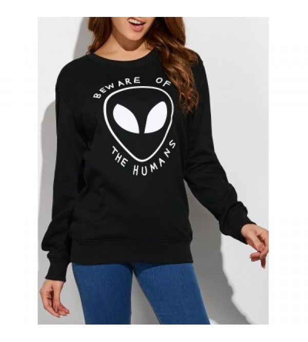 Alien Letter Casual Funny Sweatshirt