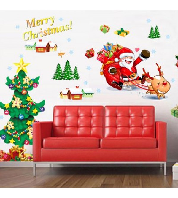 Christmas Tree Santa DIY Home Decoration Chriatmas Wall Stickers