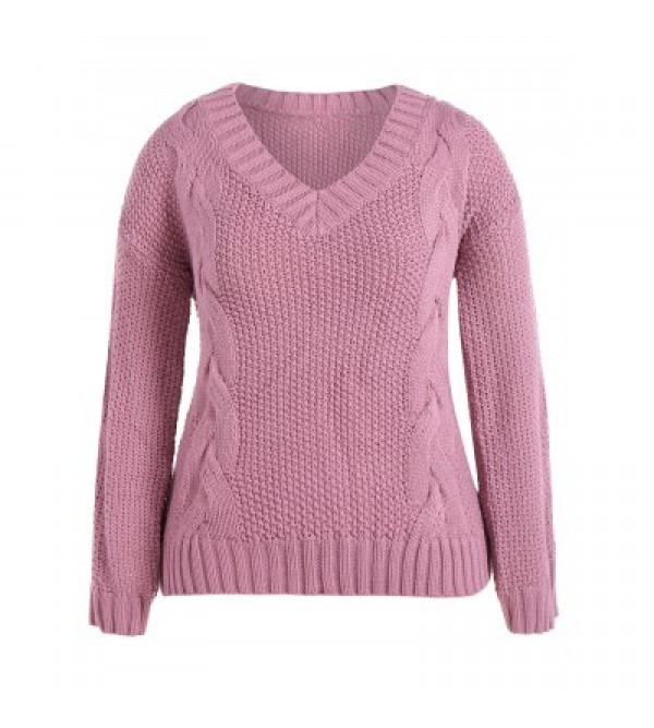 Cable Knit Plus Size Pullover Sweater