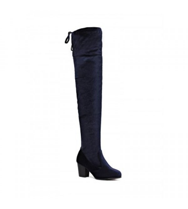 Zip Lace Up Chunky Heel Thigh Boots