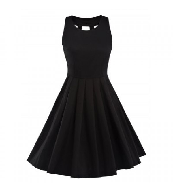 Vintage Pleated Fit and Flare Dress