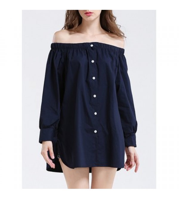 Off The Shoulder Button Up Blouse
