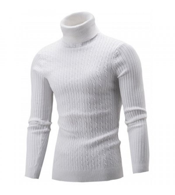 Slim Fit Cable Knit Turtleneck Sweater