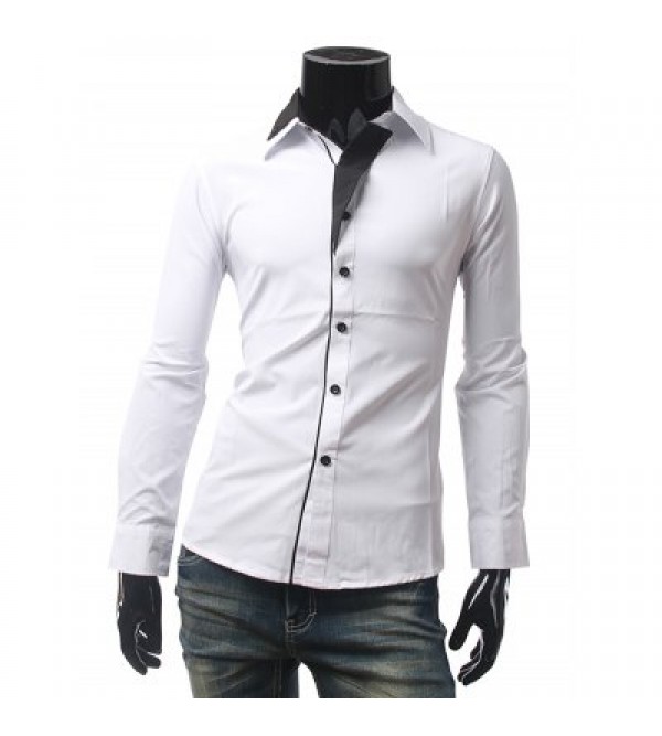 Contrast Color One Button Cuff Shirt