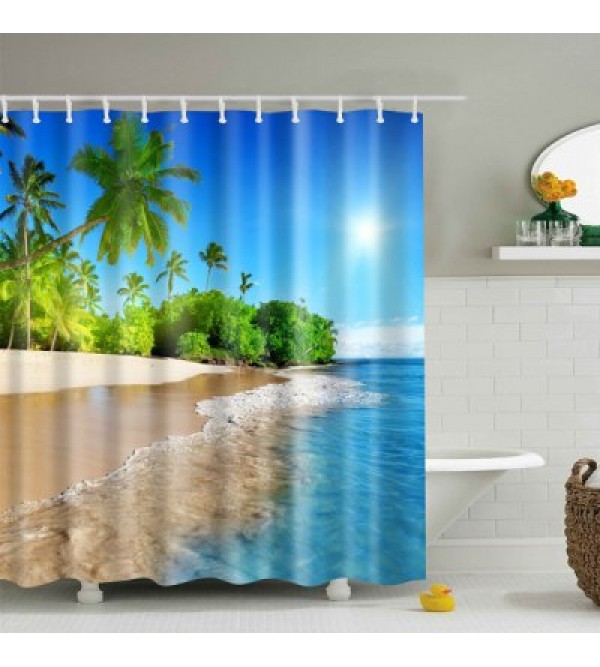 3D Beach Polyester Waterproof Bath Shower Curtain