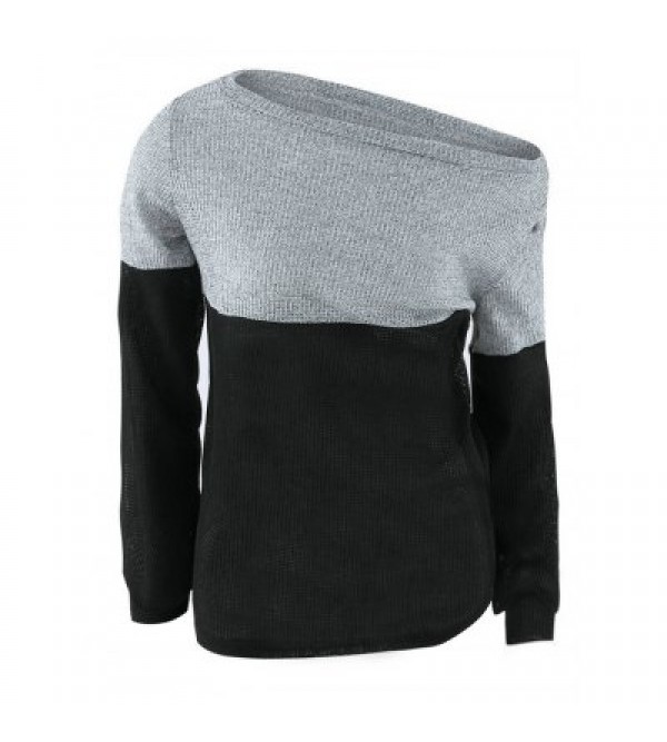 Color Block Off The Shoulder Sweater