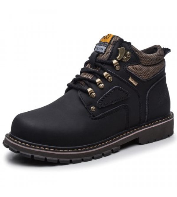 Water-resistant Genuine Leather Fleece Lined Hiking Boots