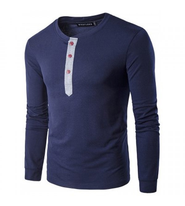  Contrast Placket Long Sleeve T Shirts